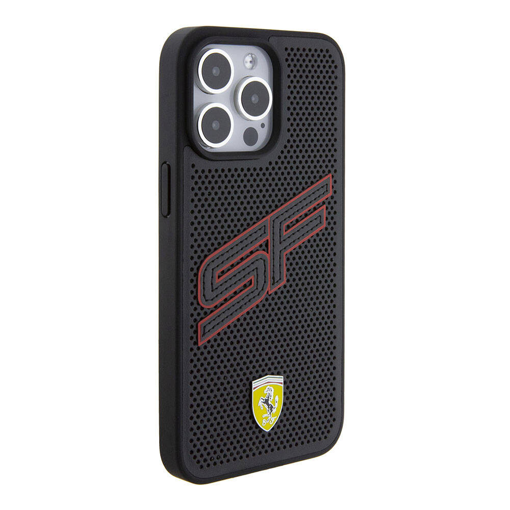 Ferrari iPhone 15 Pro Orjinal Lisanslı PU Delikli Arka Yüzey Metal Logolu Dikişli Büyük SF Yazılı Kılıf Ferrari iPhone 15 Pro Orjinal Lisanslı PU Delikli Arka Yüzey Metal Logolu Dikişli Büyük SF Yazılı Kılıf